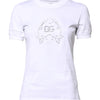 Dolce & Gabbana White Cotton Floral Logo Crew Neck T-shirt