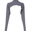 Dolce & Gabbana Gray Wool Knit Turtleneck Cropped Top Sweater