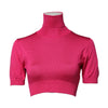 Dolce & Gabbana Pink Silk Knitted Turtleneck Cropped Top