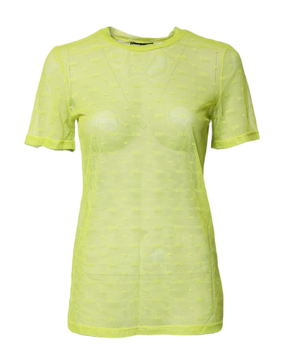 Dolce & Gabbana Green Nylon See Through Women Short Sleeves Top