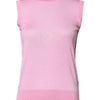Dolce &amp; Gabbana – Ärmelloses Tanktop aus Kaschmir mit Rundhalsausschnitt in Rosa