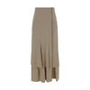 Quira Beige Silk Long Skirt