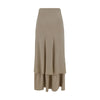 Quira Beige Silk Long Skirt