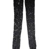 Dolce & Gabbana Black Floral Lace Cotton Stretch Stockings Socks