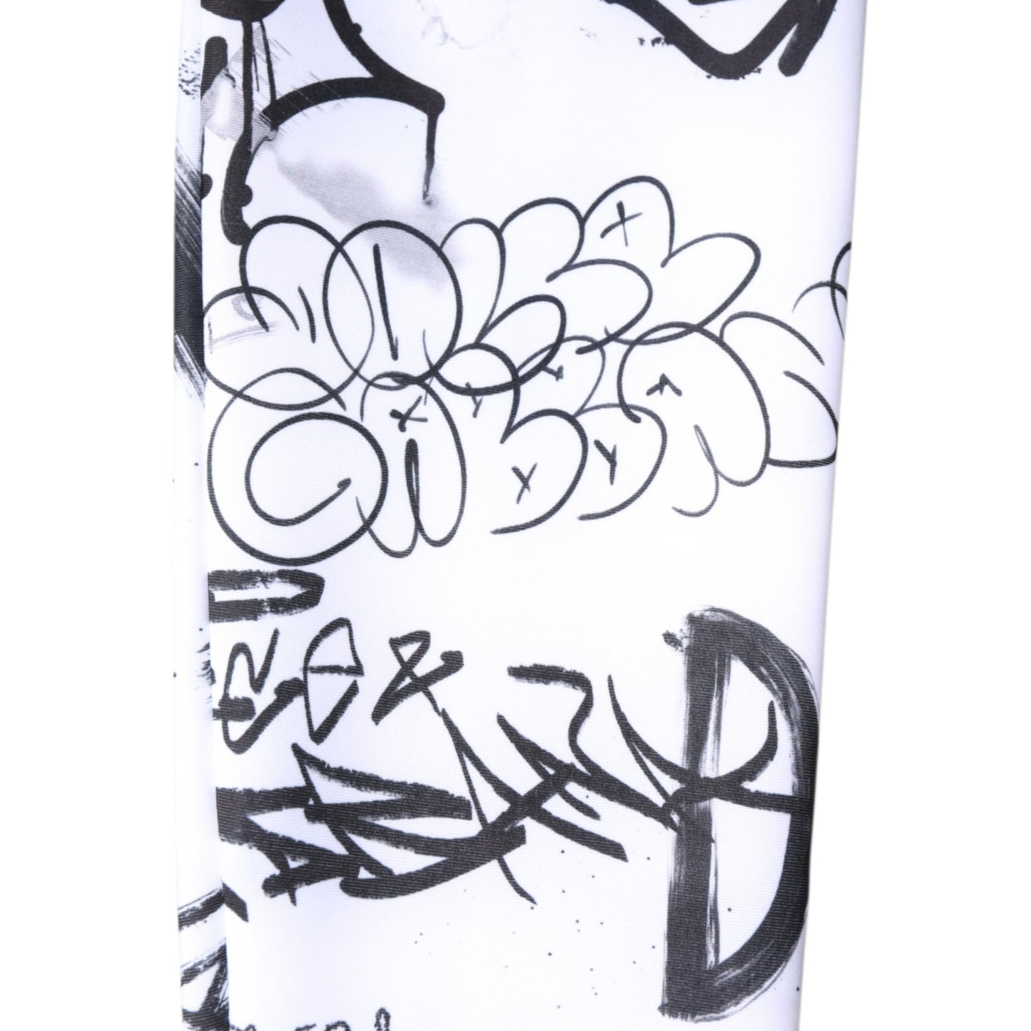 Dolce & Gabbana White Graffiti Cotton Over Calf Stockings Socks