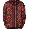 Dolce & Gabbana Black Cherry Print Hooded Windbreaker Jacket