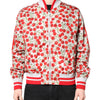Dolce & Gabbana White Cherry Print Full Zip Bomber Jacket