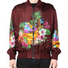 Dolce & Gabbana Maroon Floral Print Full Zip Bomber Jacket