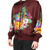 Dolce & Gabbana Maroon Floral Print Full Zip Bomber Jacket