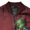 Dolce & Gabbana Maroon Floral Print Full Zip Bomber Jacket