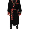 Dolce & Gabbana Black Cherry Print Wrap Robe Men Coat Jacket