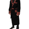 Dolce & Gabbana Black Cherry Print Wrap Robe Men Coat Jacket
