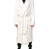 Dolce & Gabbana Ivory Silk Logo Men Wrap Robe Coat Jacket
