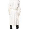 Dolce & Gabbana Ivory Silk Logo Men Wrap Robe Coat Jacket