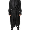 Dolce & Gabbana Black Silk DG Logo Men Wrap Robe Coat Jacket