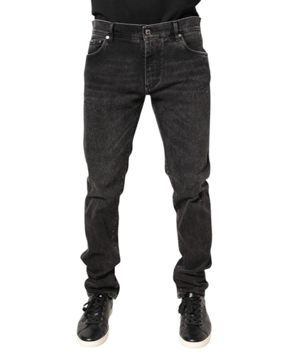 Dolce & Gabbana Gray Washed Cotton Skinny Denim Jeans