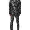 Dolce & Gabbana Black Gray MARTINI Jacquard Men 3 Piece Suit