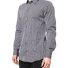 Dolce & Gabbana Black White Striped GOLD Formal Dress Shirt