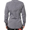 Dolce & Gabbana Black White Striped GOLD Formal Dress Shirt