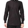 Dolce & Gabbana Maroon Jacquard Cotton GOLD Men Dress Shirt