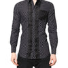 Dolce & Gabbana Black Polka Dot Long Sleeves Gold Formal Shirt