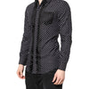 Dolce & Gabbana Black Polka Dot Long Sleeves Gold Formal Shirt