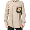 Dolce & Gabbana Beige Pin Up Print MARTINI Men Casual Shirt