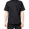 MSGM Black Printed Short Sleeves Collared Men Casual Shirt