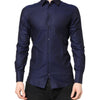 Dolce & Gabbana Blue GOLD Cotton Long Sleeves Men Dress Shirt