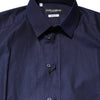 Dolce & Gabbana Blue GOLD Cotton Long Sleeves Men Dress Shirt