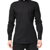 Dolce & Gabbana Black GOLD Cotton Dress Formal Shirt