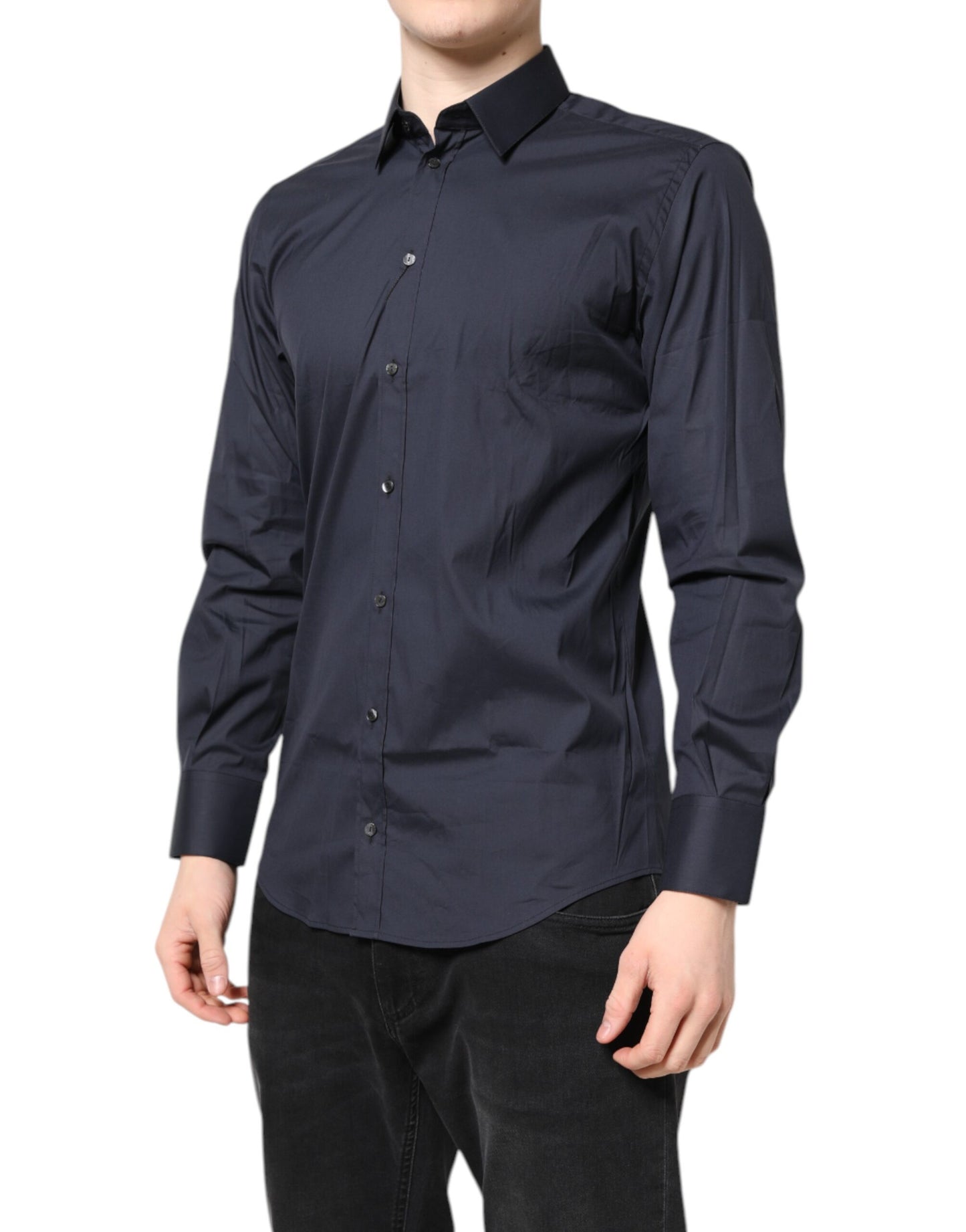 Dolce & Gabbana Dark Blue MARTINI Cotton Dress Formal Shirt