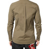 Dolce & Gabbana Brown Cotton Stretch Casual Long Sleeves Shirt