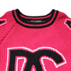 Dolce & Gabbana Pink Cotton Logo Print Knit Pullover Sweater