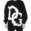 Dolce & Gabbana Black Cotton Logo Print Men Pullover Sweater