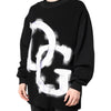 Dolce & Gabbana Black Cotton Logo Print Men Pullover Sweater