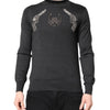 Dolce & Gabbana Gray Embroidery Knit Men Pullover Sweater