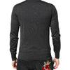 Dolce & Gabbana Gray Embroidery Knit Men Pullover Sweater