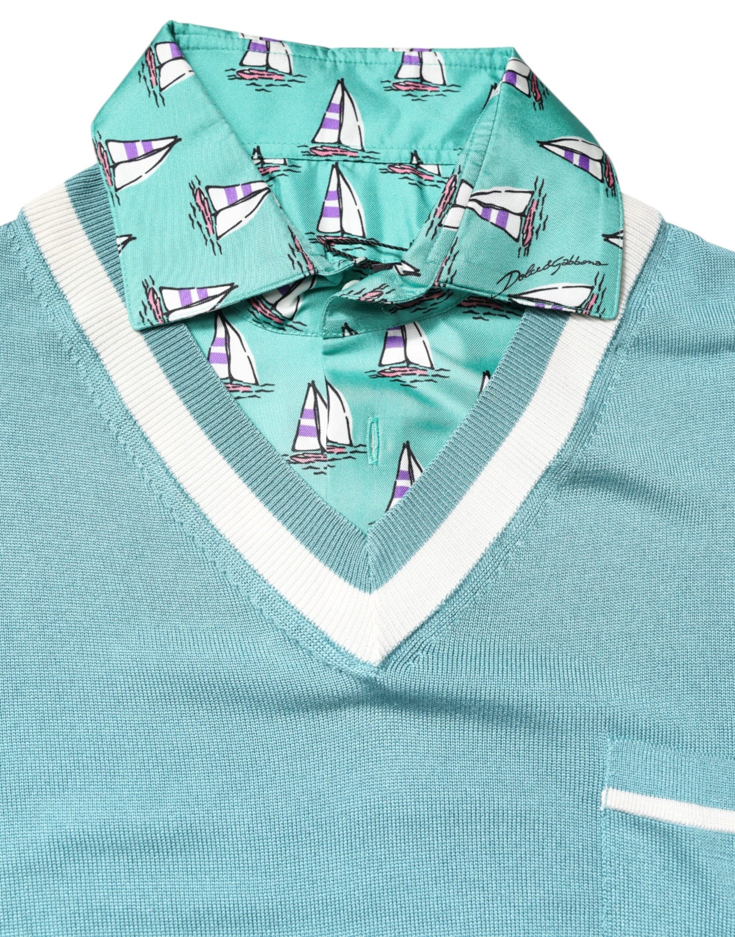 Dolce &amp; Gabbana Grünes bedrucktes Kurzarm-T-Shirt mit Kragen