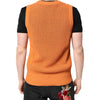 Dolce & Gabbana Orange Cashmere Round Neck Sleeveless T-shirt