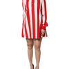 Dolce & Gabbana White Red Stripes Long Sleeves Mini Dress