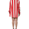 Dolce & Gabbana White Red Stripes Long Sleeves Mini Dress