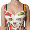 Dolce & Gabbana White Vegetables Sleeveless A-line Dress