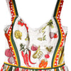 Dolce & Gabbana White Vegetables Sleeveless A-line Dress