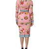 Dolce & Gabbana Pink Pastry Print Bodycon Sheath Midi Dress