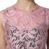Dolce & Gabbana Pink Floral Lace Sleeveless Sheath Dress
