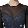 Dolce & Gabbana Black Blue Long Sleeves Denim Mini Dress
