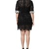 Dolce & Gabbana Black Floral Lace Embellished Mini Dress