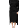 Dolce & Gabbana Black Wool Long Sleeves Sheath Midi Dress