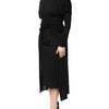 Dolce & Gabbana Black Wool Long Sleeves Sheath Midi Dress